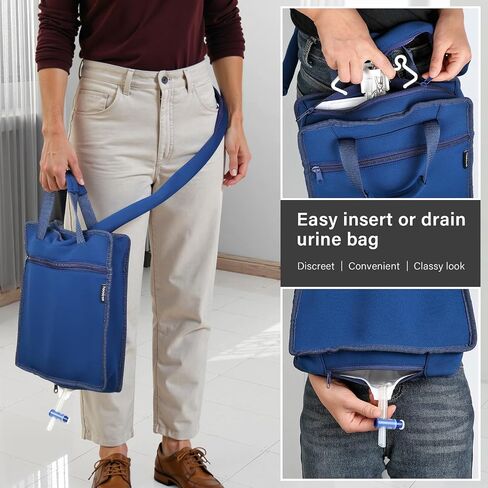 Urine Catheter Bag Cover, Drainage Bag Holder with Zipper Pipe Sleeve & Handle Strap, Soft Diving Fabric, Easy Access, Secure & Discreet for Urostomy & Foley Catheter Users (Black) in Saudi Arabia