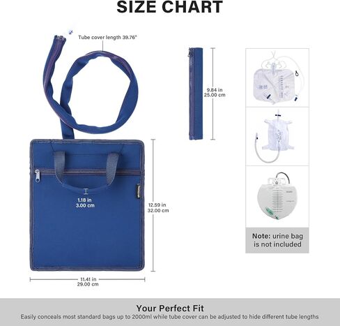 Urine Catheter Bag Cover, Drainage Bag Holder with Zipper Pipe Sleeve & Handle Strap, Soft Diving Fabric, Easy Access, Secure & Discreet for Urostomy & Foley Catheter Users (Black) in Saudi Arabia