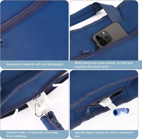 Urine Catheter Bag Cover, Drainage Bag Holder with Zipper Pipe Sleeve & Handle Strap, Soft Diving Fabric, Easy Access, Secure & Discreet for Urostomy & Foley Catheter Users (Black) in Saudi Arabia