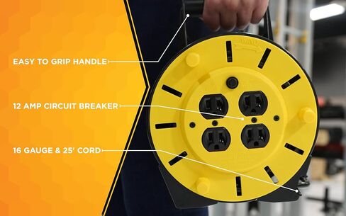 بكرة سلك تمديد من وودز 4907 مع 4 منافذ 16/3 SJTW وقاطع دائرة 12A؛ 25 قدم in Kuwait