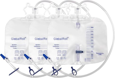 Urinary Drainage Bag with Anti-Reflux Chamber, Bedside Drainage Bag 4000 mL with 48" Drainage Tube, Hook Hanger and Clips, Large Capacity Urine Bag for Home and Hospitals, 5 Pack in Saudi Arabia