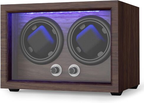 Watch Winder for Automatic Watches,Wooden Watch Rotating Case with LED Light,4 Rotation Modes,Elastic Watch Pillows Quiet Mabuchi Motor in Saudi Arabia