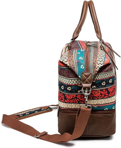 Kinmac Garment Bag with Shoes Compartment,Duffel Bag For Travel,Sports Gym Yoga Duffel Bag Weekender Overnight Totes Bag (Bohemian) in Saudi Arabia
