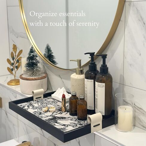 Modern Luxury Woven Leather and Wooden Rectangle Tray - Jewelry, Vanity, Decorative, Catchall, Serving Tray for All Occasions (Beige, Large) in Saudi Arabia