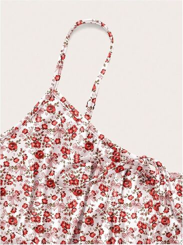 Verdusa Women's Plus Size Floral Boho Sundress Bow Tie Mini Cami Dress Holiday Flowy Dress in Kuwait