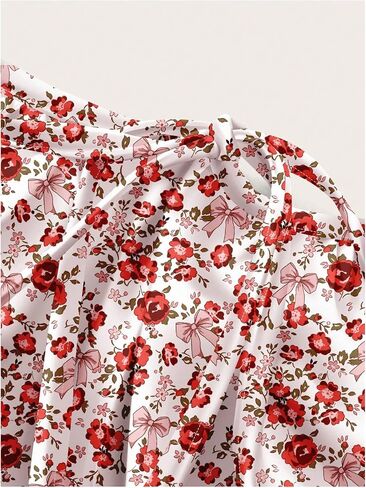Verdusa Women's Plus Size Floral Boho Sundress Bow Tie Mini Cami Dress Holiday Flowy Dress in Kuwait
