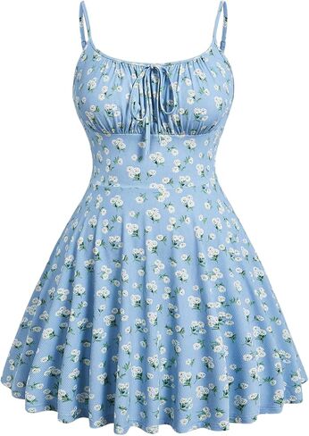 Verdusa Women's Plus Size Floral Boho Sundress Bow Tie Mini Cami Dress Holiday Flowy Dress in Saudi Arabia