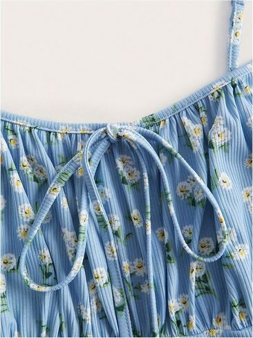 Verdusa Women's Plus Size Floral Boho Sundress Bow Tie Mini Cami Dress Holiday Flowy Dress in Saudi Arabia