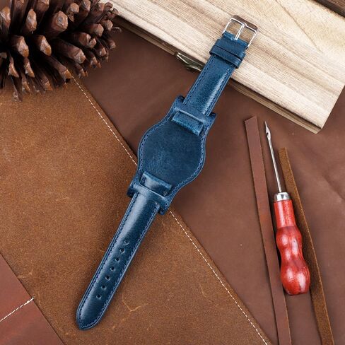 Onthelevel Leather Cuff Watch Strap 18mm 19mm 20mm 21mm 22mm Vintage Genuine Leather Bund Watch Band with Mat for Men in Saudi Arabia