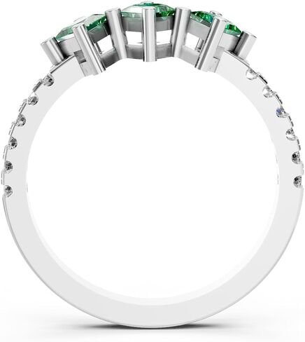 925 sterling Silver 3-Stone Complete Compling Rings محاكاة خضراء زركونيا الزركونيا CZ Coz Cockty Ring للنساء ، حجم روديوم المطلي 4-13 (925 STERLING SILVER ، 8) in Kuwait