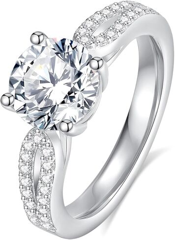 2ct moissanite خاتم الخطوبة للنساء d color vvs1 الخلود Red Moissanite Round Cut S925 Sterling Silver Placed 18K الذهب الأبيض الذهب in Saudi Arabia