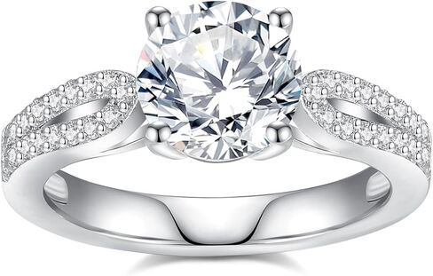 2ct moissanite خاتم الخطوبة للنساء d color vvs1 الخلود Red Moissanite Round Cut S925 Sterling Silver Placed 18K الذهب الأبيض الذهب in Saudi Arabia