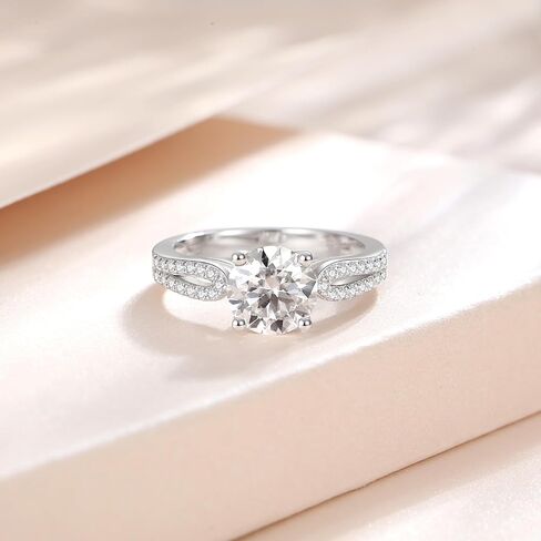 2ct moissanite خاتم الخطوبة للنساء d color vvs1 الخلود Red Moissanite Round Cut S925 Sterling Silver Placed 18K الذهب الأبيض الذهب in Saudi Arabia