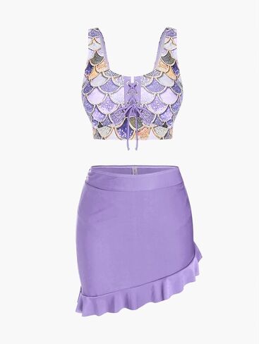 Rosegal Plus Size Women 3 قطع Tankini ملابس مربعات الحوريات العضوية الحركية in Kuwait