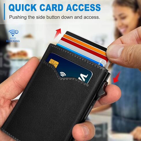 Wallet for Men,with Cash Pocket 2 ID Window 9-13 Cards,Metal Case Smart Slim Pop Up Credit Card Holder Flip with Magnetic Closure RFID Blocking Trifold wallet with Gift Box in Saudi Arabia