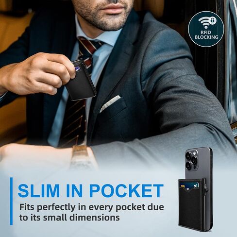 Wallet for Men,with Cash Pocket 2 ID Window 9-13 Cards,Metal Case Smart Slim Pop Up Credit Card Holder Flip with Magnetic Closure RFID Blocking Trifold wallet with Gift Box in Saudi Arabia