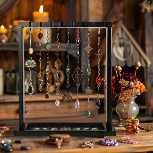 Wooden Pendulum Crystal Display Holder Wooden Crystal Display Shelf Moon Phase Witch Supplies Organiser for Incense Necklace Witch Rock Stone Jewelry Display in Saudi Arabia