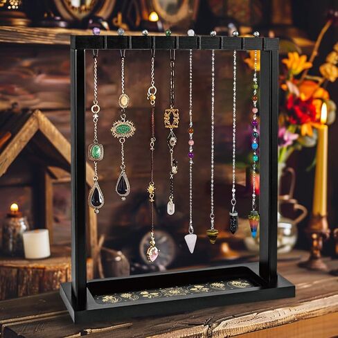 Wooden Pendulum Crystal Display Holder Wooden Crystal Display Shelf Moon Phase Witch Supplies Organiser for Incense Necklace Witch Rock Stone Jewelry Display in Saudi Arabia