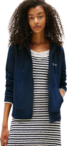 Tommy Jeans Women's Medium Weight Zip Up Hoodie with Script Logo and Drawstring in Saudi Arabia