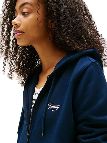 Tommy Jeans Women's Medium Weight Zip Up Hoodie with Script Logo and Drawstring in Saudi Arabia