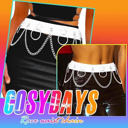 COSYDAYS Punk Waist Chain Belt Black Leather Belly Chain Gothic Body Accessories for Women in Saudi Arabia