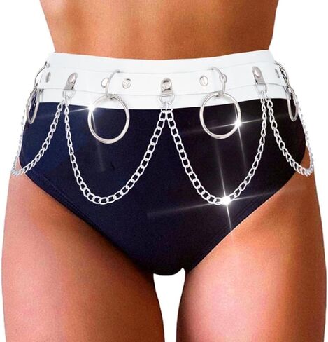 COSYDAYS Punk Waist Chain Belt Black Leather Belly Chain Gothic Body Accessories for Women in Saudi Arabia