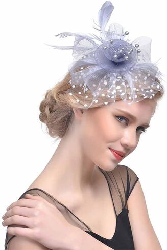 Women Fascinator Feather Flower Hair Clip Pin Brooch Corsage for Bridal Hairband Derby Hat Cocktail Party Wedding in Saudi Arabia