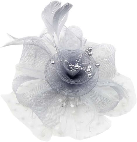 Women Fascinator Feather Flower Hair Clip Pin Brooch Corsage for Bridal Hairband Derby Hat Cocktail Party Wedding in Saudi Arabia
