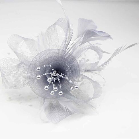 Women Fascinator Feather Flower Hair Clip Pin Brooch Corsage for Bridal Hairband Derby Hat Cocktail Party Wedding in Saudi Arabia