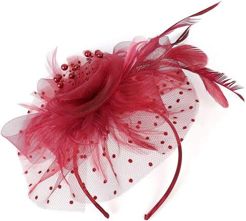 Women Fascinator Feather Flower Hair Clip Pin Brooch Corsage for Bridal Hairband Derby Hat Cocktail Party Wedding in Saudi Arabia