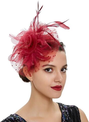 Women Fascinator Feather Flower Hair Clip Pin Brooch Corsage for Bridal Hairband Derby Hat Cocktail Party Wedding in Saudi Arabia