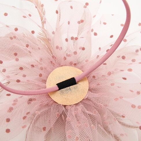 Women's Tea Party Fascinators Mesh Flower-Shaped Pearl Feather Veil Fascinator Hats with Headband and Clip in Saudi Arabia