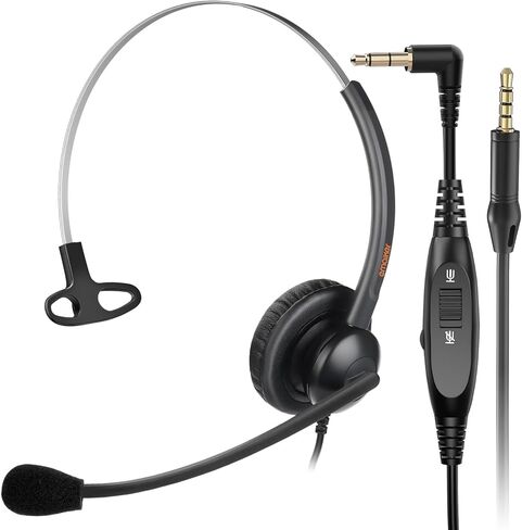 One Ear Wired Call Center Telephone Headset with 2.5mm Jack for Cisco SPA Polycom Pansonic, Office Landline Phone Headset with Noise Cancelling Microphone and 2.5mm/3.5mm Quick Disconnect Cable in Kuwait