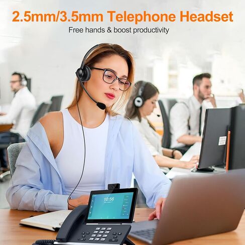 One Ear Wired Call Center Telephone Headset with 2.5mm Jack for Cisco SPA Polycom Pansonic, Office Landline Phone Headset with Noise Cancelling Microphone and 2.5mm/3.5mm Quick Disconnect Cable in Kuwait