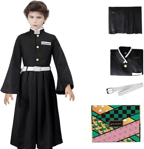 Anime Cosplay Costume for Kids, Tanjiro Muichiro Role Play Outfit Full Set for Boys and Girls Halloween in Saudi Arabia