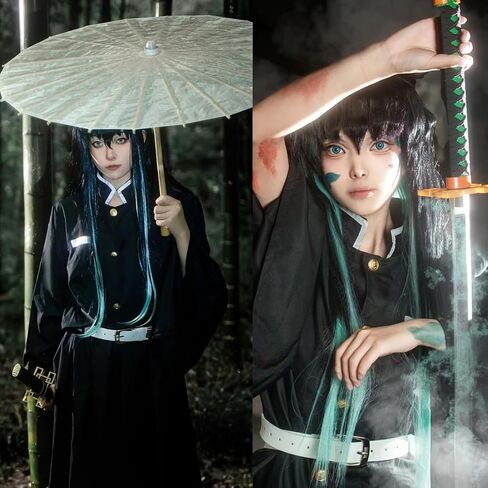 Anime Cosplay Costume for Kids, Tanjiro Muichiro Role Play Outfit Full Set for Boys and Girls Halloween in Saudi Arabia
