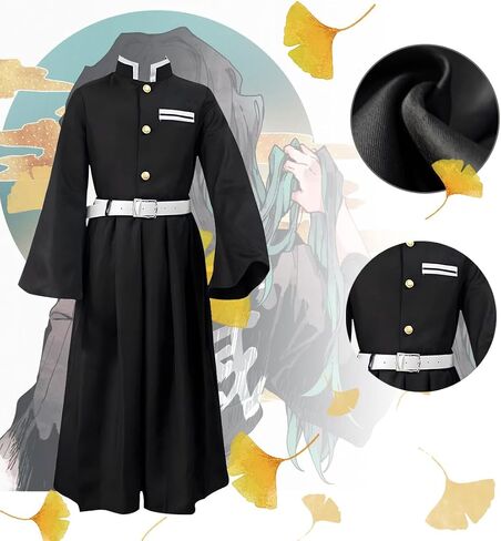 Anime Cosplay Costume for Kids, Tanjiro Muichiro Role Play Outfit Full Set for Boys and Girls Halloween in Saudi Arabia