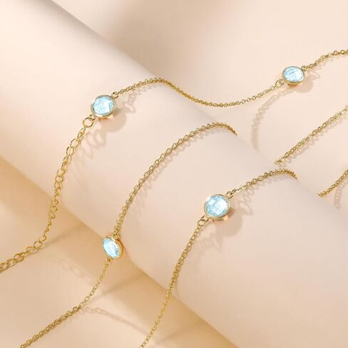 Waist Chain for Women, Birthstone Belly Chain Cubic Zirconia 14K Gold Plated Gold Beach Jewelry Non Tarnish Waterproof Sexy Bikini Summer Beach Adjustable Body Chains Jewelry for Her Gifts in Saudi Arabia