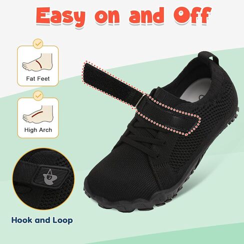 LeIsfIt Kids Barefoot Shoes Boys Girls Wide Toe Box Zero Drop Sneakers | Breathable Knit Upper, Hook and Loop Closure, Anti-Slip Outsole, Reinforced Toe, Minimalist, Hiking, Climbing, Outdoor in Kuwait