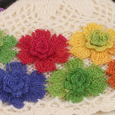 CORIRESHA Women's Boho Crochet Flower Beanie Handmade Cotton Hollow Out Y2k Summer Hat in Saudi Arabia