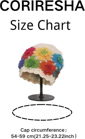 CORIRESHA Women's Boho Crochet Flower Beanie Handmade Cotton Hollow Out Y2k Summer Hat in Saudi Arabia
