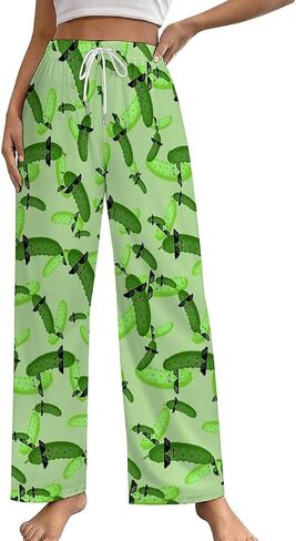 Jeireumteor Women's Cucumbers Pickles Casual Lounges Pajama Pants Adjustable Cute Drawstring Sleepwear with Pockets in Saudi Arabia