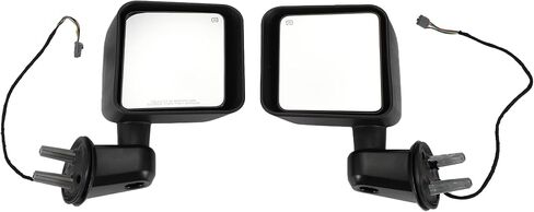 Motoforti Pair Driver and Passenger Side Mirror, Power Heated Rear View Mirrors Black Left Right Manual Fold Fit for Jeep Wrangler 2015 2016 2017 2018 in Saudi Arabia