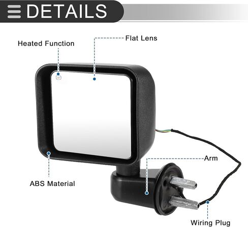 Motoforti Pair Driver and Passenger Side Mirror, Power Heated Rear View Mirrors Black Left Right Manual Fold Fit for Jeep Wrangler 2015 2016 2017 2018 in Saudi Arabia