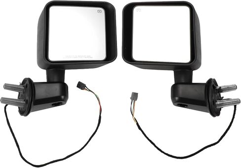 Motoforti Pair Driver and Passenger Side Mirror, Power Heated Rear View Mirrors Black Left Right Manual Fold Fit for Jeep Wrangler 2015 2016 2017 2018 in Kuwait