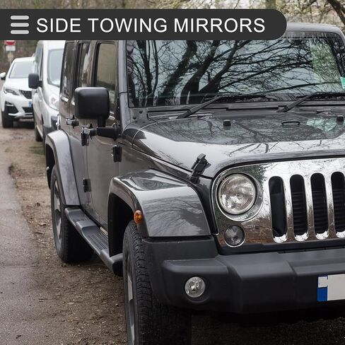 Motoforti Pair Driver and Passenger Side Mirror, Power Heated Rear View Mirrors Black Left Right Manual Fold Fit for Jeep Wrangler 2015 2016 2017 2018 in Kuwait