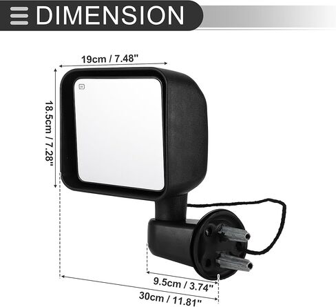 Motoforti Pair Driver and Passenger Side Mirror, Power Heated Rear View Mirrors Black Left Right Manual Fold Fit for Jeep Wrangler 2015 2016 2017 2018 in Kuwait