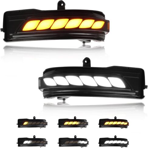 LED Sequential Switchback Side Mirror Marker Lights for Dodge Ram 1500 2019-2024 Blinker Indicator, [Newly Modern Upgrade] Smoked Lens White Daytime Running Light, Amber Turn Signal Light, 2PCS in Kuwait