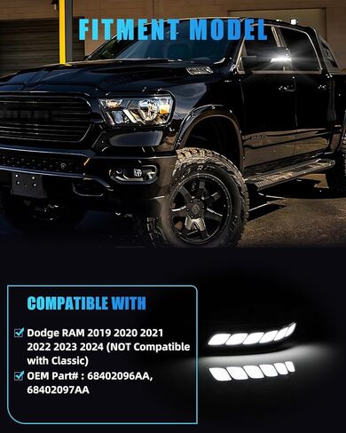 LED Sequential Switchback Side Mirror Marker Lights for Dodge Ram 1500 2019-2024 Blinker Indicator, [Newly Modern Upgrade] Smoked Lens White Daytime Running Light, Amber Turn Signal Light, 2PCS in Kuwait