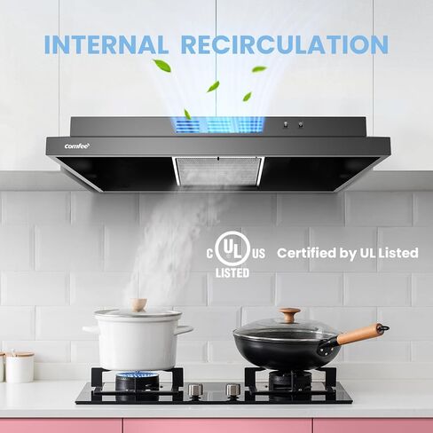 Comfee' Range Hood 30 Inch Ducted Ductless Vent Hood Durable Stainless Steel Kitchen Hood for Under Cabinet with 2 Reusable Filter, 200 CFM, 2 Speed Exhaust Fan in Saudi Arabia